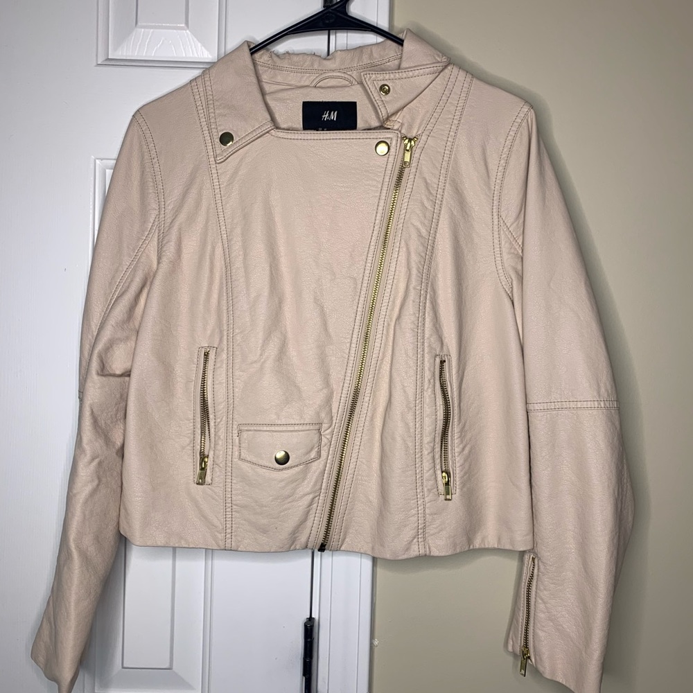 Baby pink leather jacket